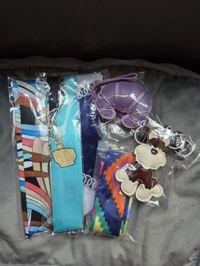 New! Adorable Schnauzer Dog Bag Charm, Crossiant Bag Charm And 4 Twillys!